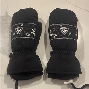 Rossignol Kids Black and White Snowflake Mittens